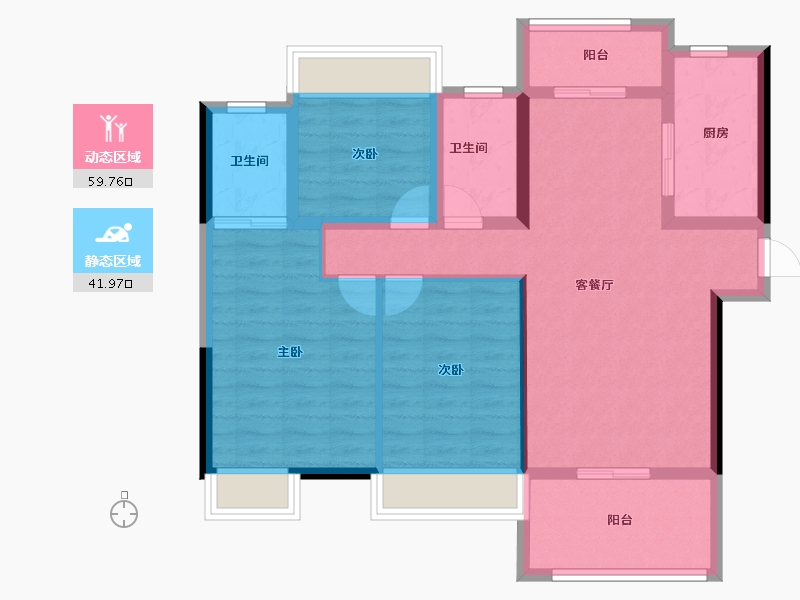 湖北省-荆门市-洋丰·长宁锦园-90.80-户型库-动静分区