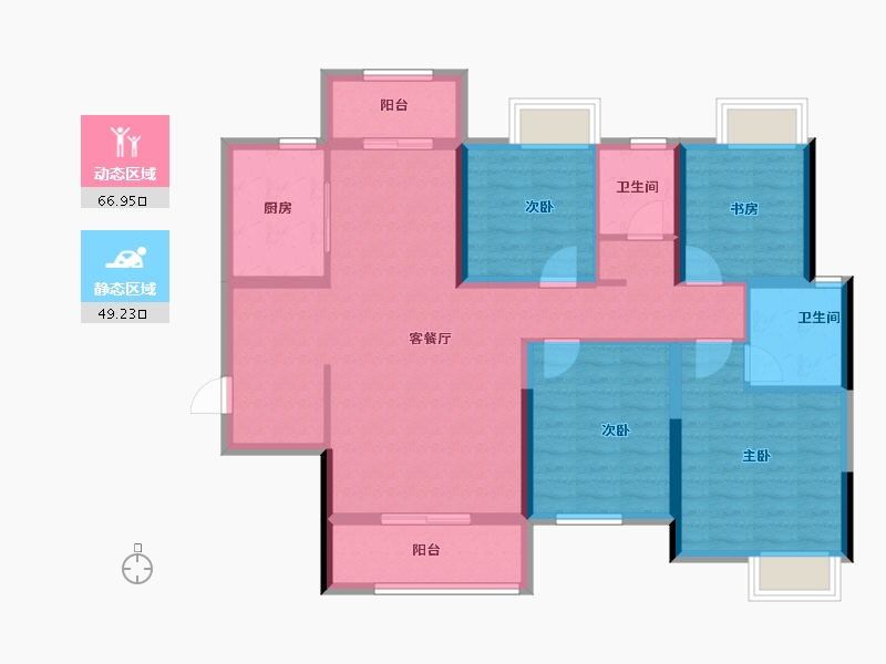 湖南省-长沙市-顺舟旺城-103.43-户型库-动静分区