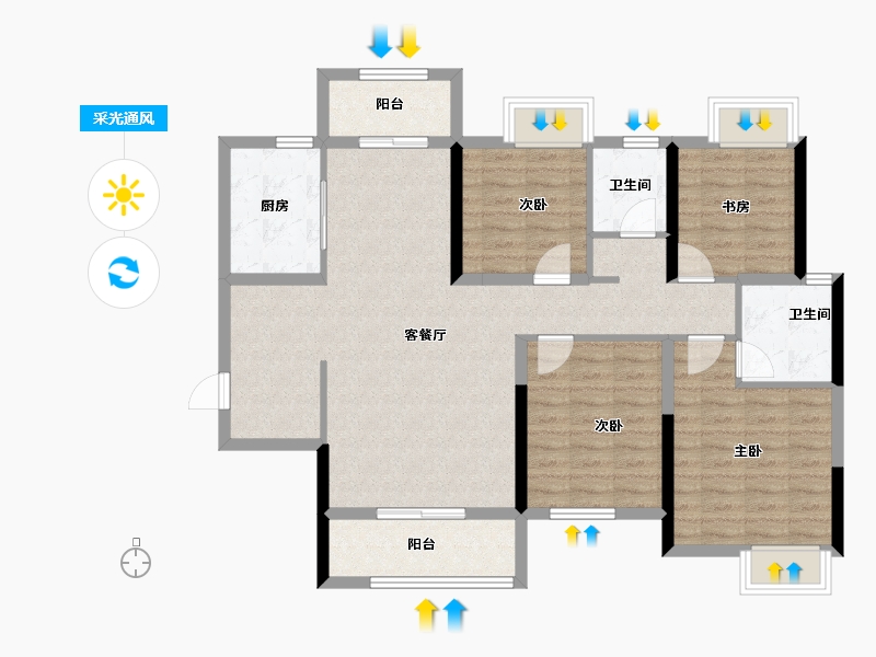 湖南省-长沙市-顺舟旺城-103.43-户型库-采光通风