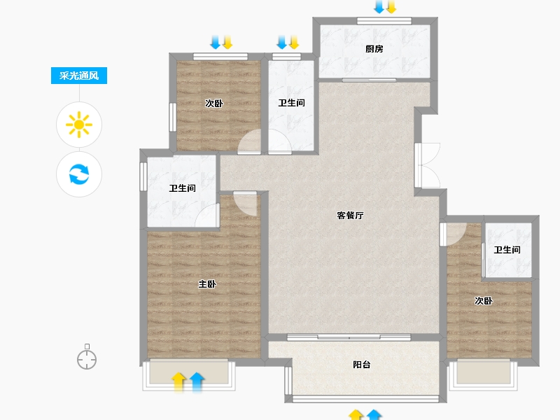 山东省-菏泽市-绿城桂语铂悦-110.94-户型库-采光通风