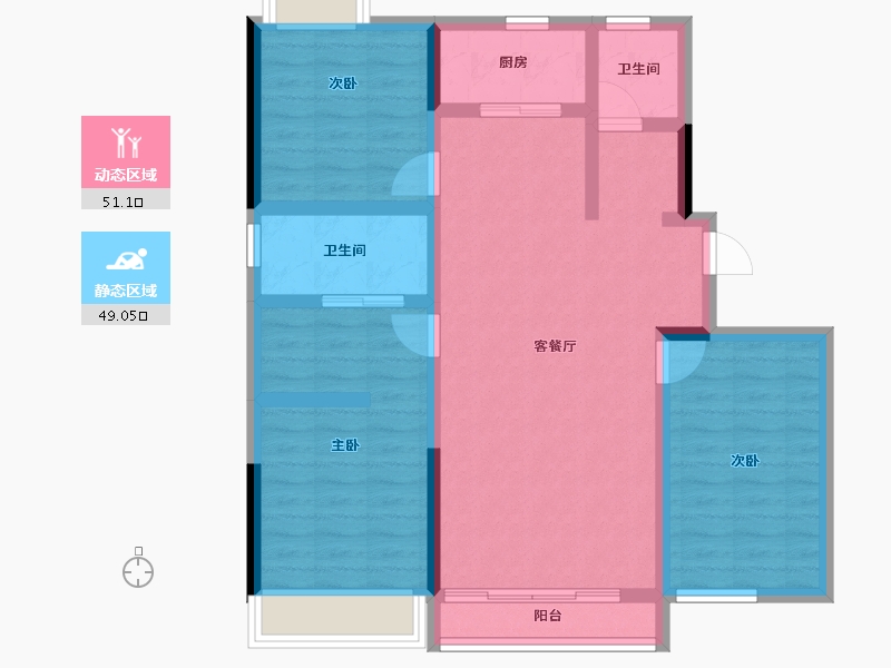 吉林省-吉林市-路弘·阳光铭苑-88.86-户型库-动静分区