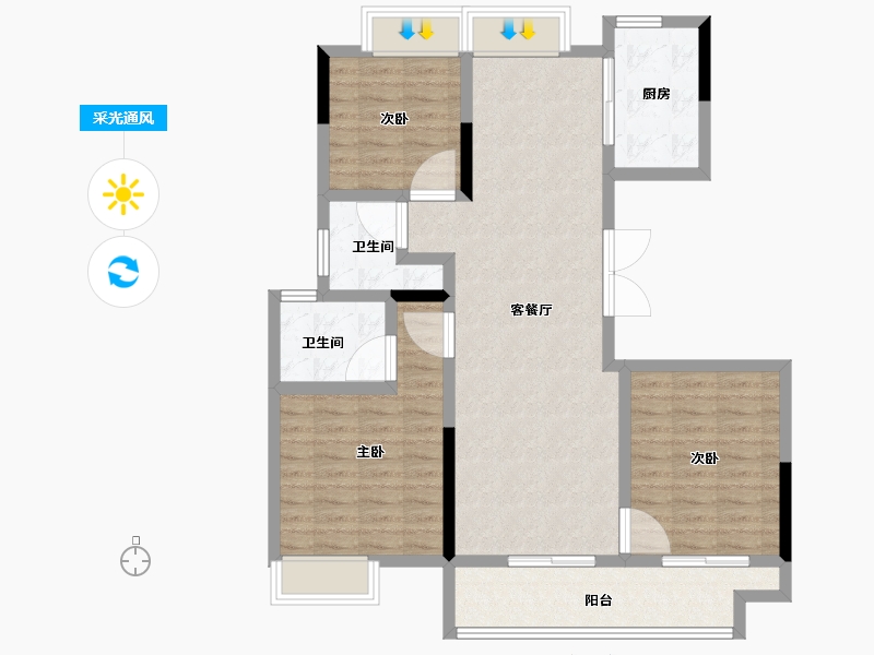 安徽省-宿州市-和顺·悦澜庭-96.00-户型库-采光通风