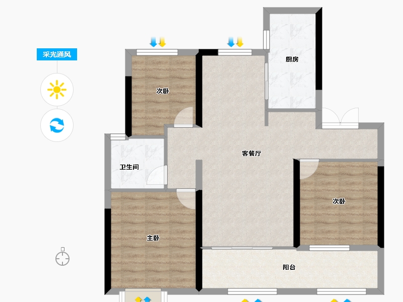 河北省-衡水市-泰昌悦湖庄园-88.80-户型库-采光通风