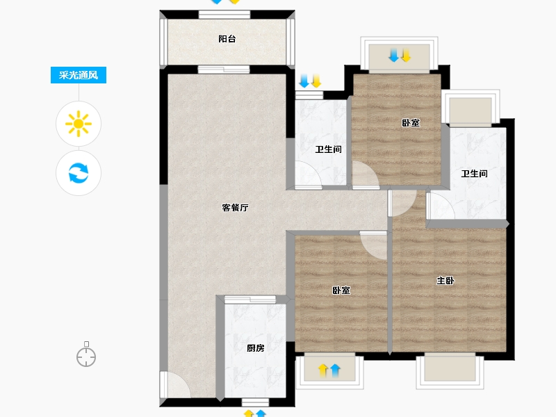 湖南省-长沙市-长沙雅居乐新地住宅-80.90-户型库-采光通风