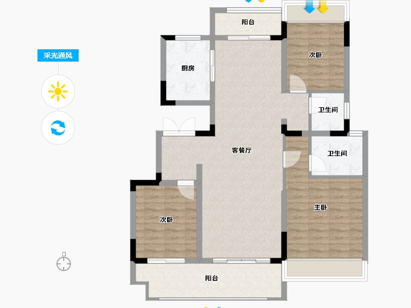 安徽省-阜阳市-辰景凤,凰熙岸-105.62-户型库-采光通风