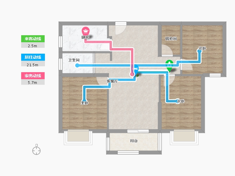 湖北省-黄石市-城发·花园印象-76.38-户型库-动静线