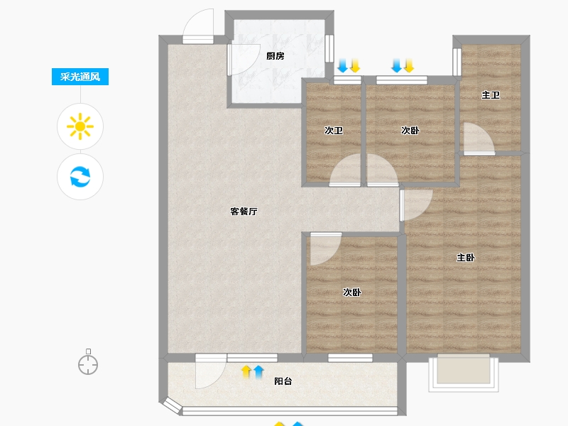 山东省-济宁市-红星瑞马世家-90.68-户型库-采光通风