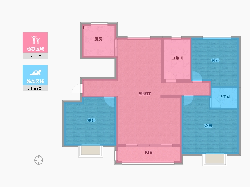 山东省-菏泽市-陶城怡景-107.60-户型库-动静分区