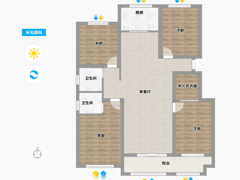 山东省-菏泽市-陶城怡景-113.61-户型库-采光通风