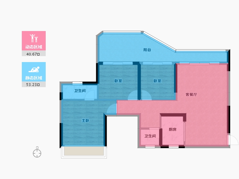 云南省-红河哈尼族彝族自治州-阳光壹号院-84.37-户型库-动静分区