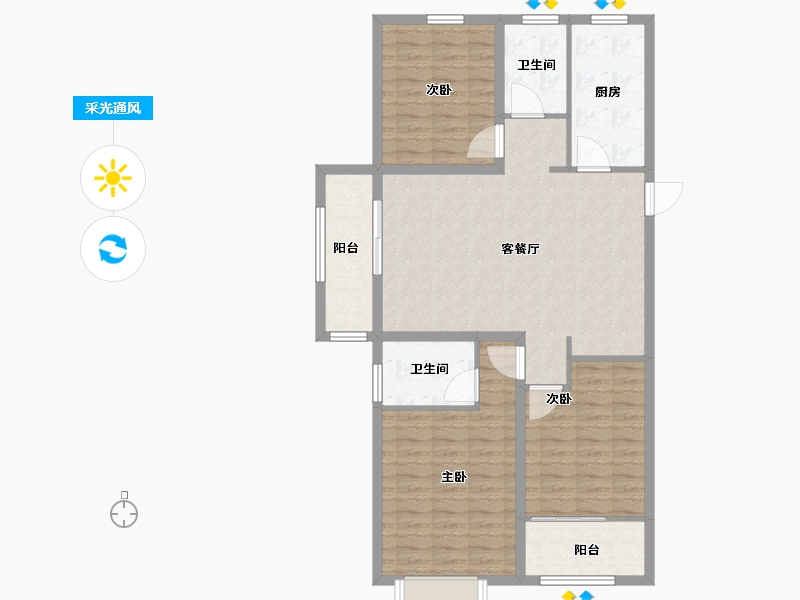 山东省-菏泽市-名门世都-103.84-户型库-采光通风