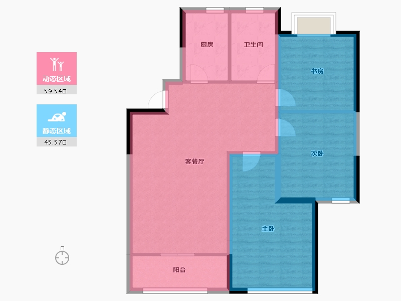 山东省-潍坊市-滨海弘润府-95.14-户型库-动静分区