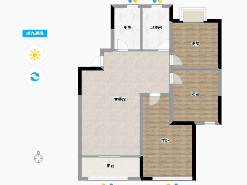 山东省-潍坊市-滨海弘润府-95.14-户型库-采光通风