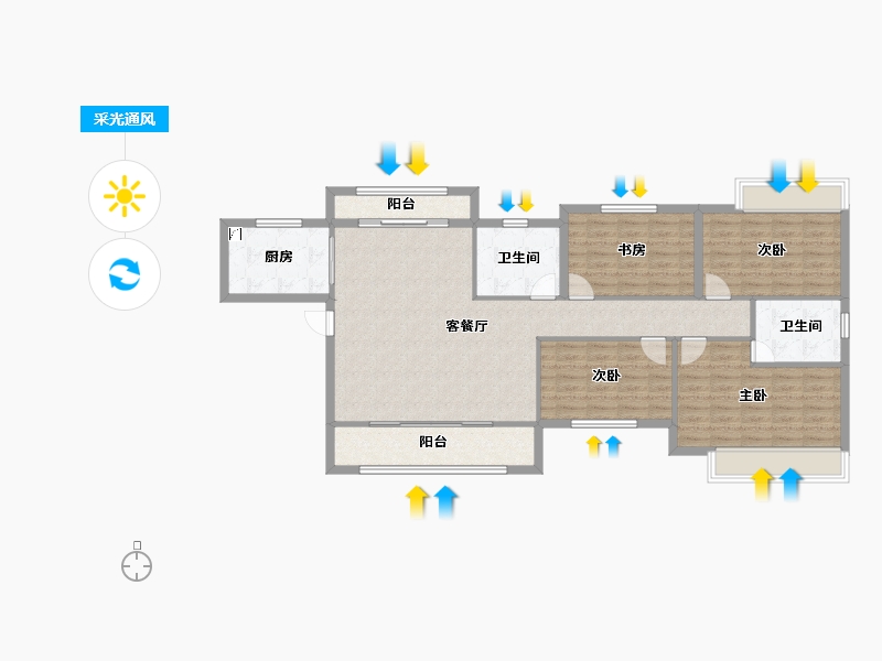 湖北省-黄石市-城发·香山枫景-117.98-户型库-采光通风