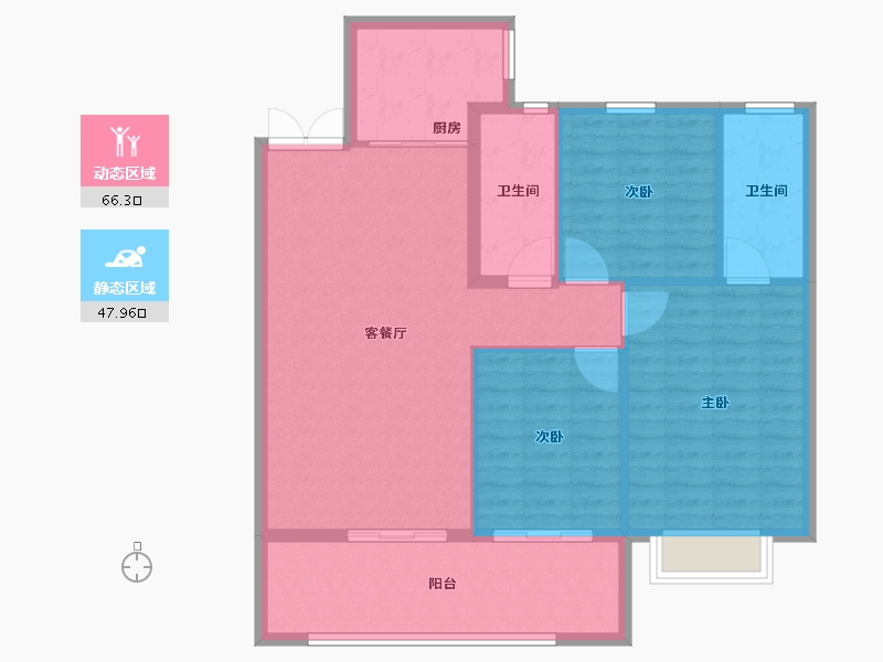 山东省-菏泽市-凯兴天下-104.80-户型库-动静分区