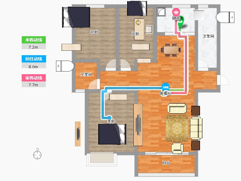 山东省-济宁市-冠鲁明德华府-104.01-户型库-动静线