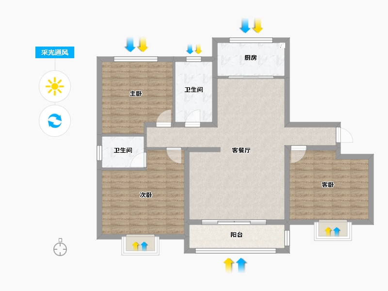 山东省-菏泽市-陶城怡景-104.41-户型库-采光通风