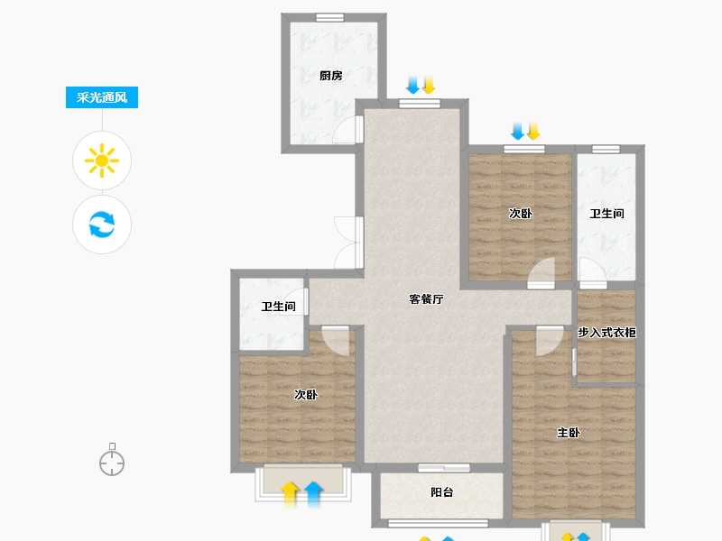 河北省-衡水市-滨湖玖號院-107.99-户型库-采光通风