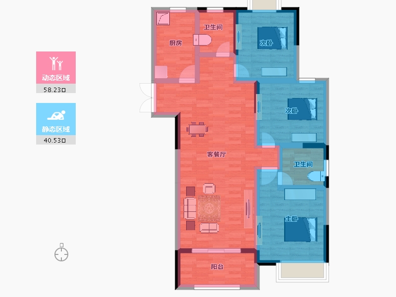 湖北省-荆门市-佳信·凯旋城-87.01-户型库-动静分区