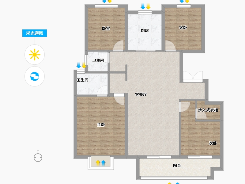 山东省-菏泽市-中兴城市之光-106.40-户型库-采光通风