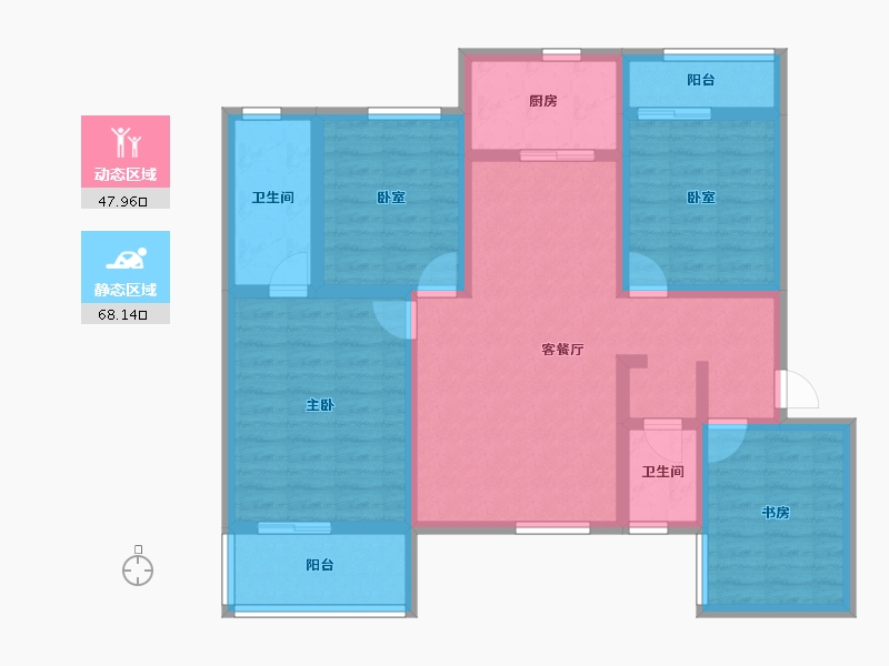 湖北省-咸宁市-领秀城银泉华府-102.14-户型库-动静分区