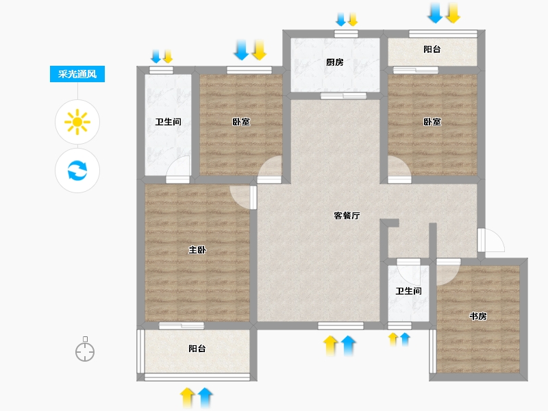 湖北省-咸宁市-领秀城银泉华府-102.14-户型库-采光通风