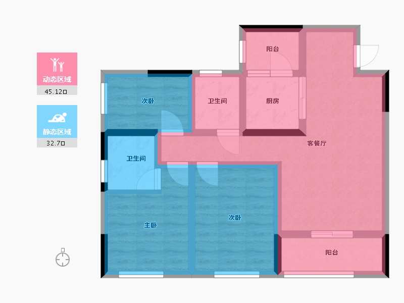 贵州省-黔西南布依族苗族自治州-富康·樾山府-80.00-户型库-动静分区