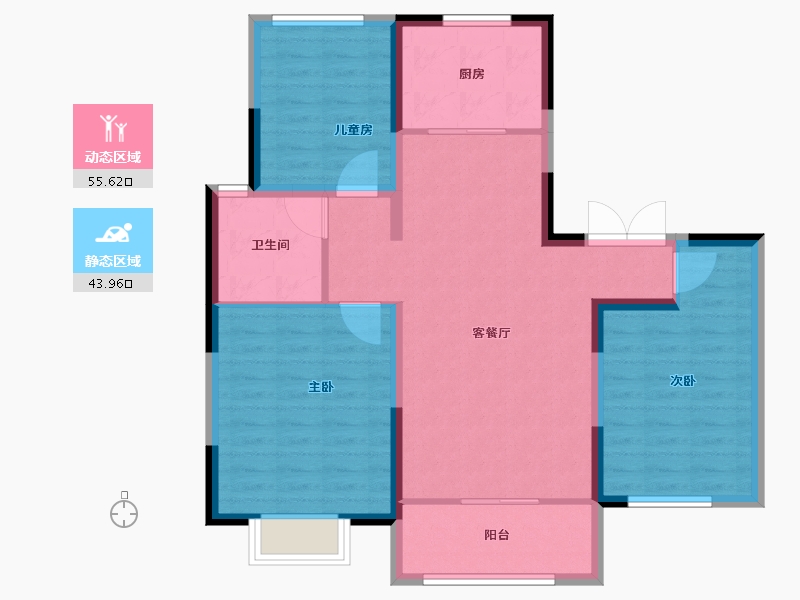 河北省-衡水市-泰昌悦湖庄园-89.60-户型库-动静分区