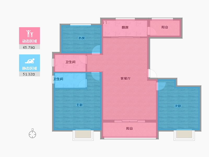 山东省-菏泽市-陶城怡景-105.39-户型库-动静分区