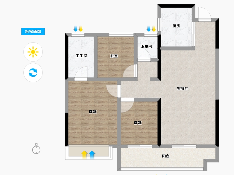 安徽省-宿州市-三巽·灵璧清枫-92.81-户型库-采光通风