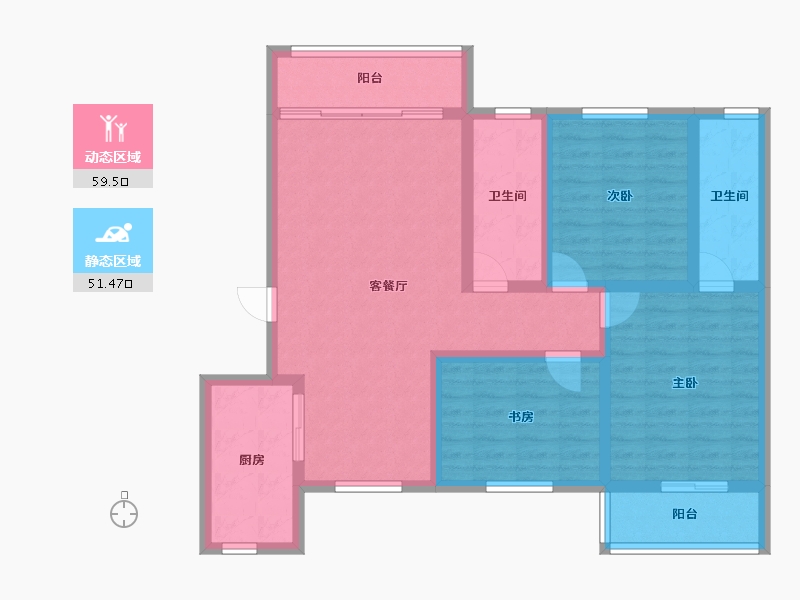 湖北省-咸宁市-领秀城银泉华府-98.45-户型库-动静分区