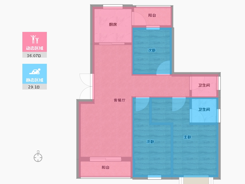 湖北省-黄冈市-金色湖畔小区-58.25-户型库-动静分区