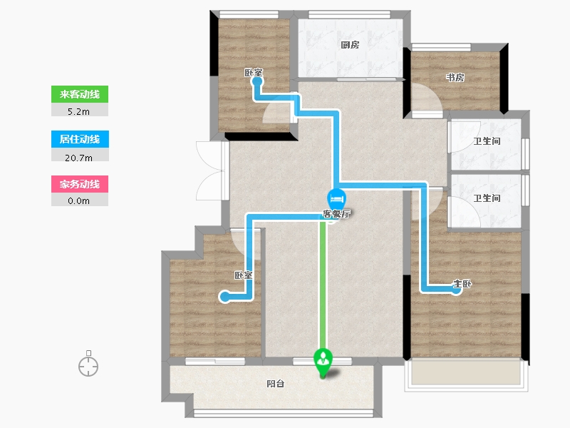 安徽省-宿州市-壹中·状元府-105.61-户型库-动静线