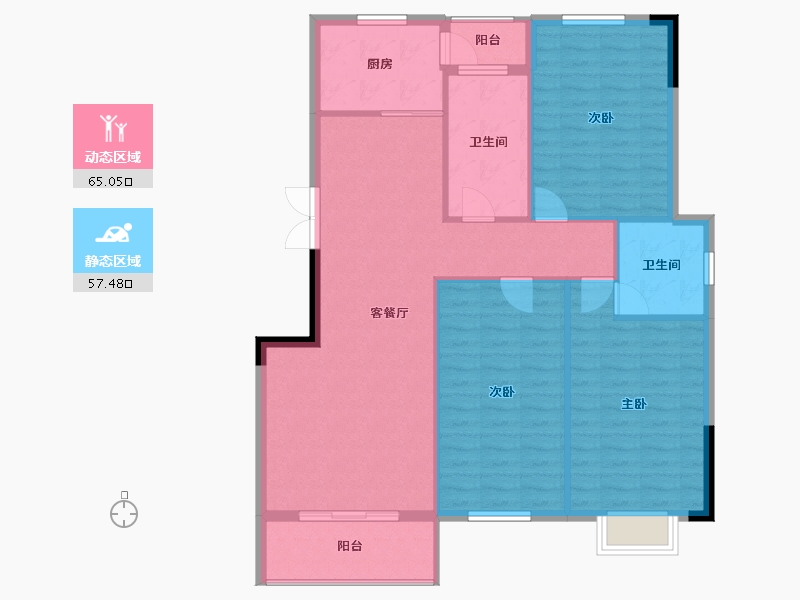 湖北省-黄冈市-金色湖畔小区-112.78-户型库-动静分区