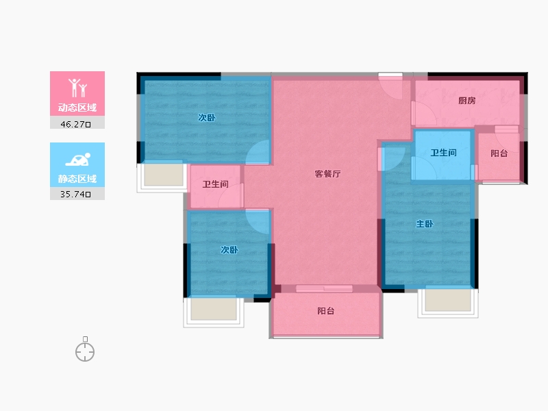 湖北省-黄冈市-红安东城国际-73.67-户型库-动静分区