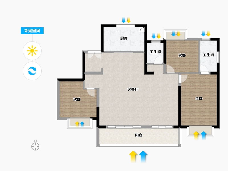 江苏省-南京市-华侨城-125.00-户型库-采光通风