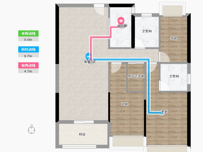 湖北省-荆州市-日月星·国际华侨城-90.83-户型库-动静线