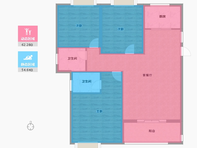 湖北省-黄石市-城发·花园印象-106.68-户型库-动静分区