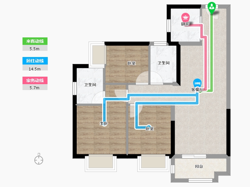 湖南省-长沙市-长沙雅居乐新地住宅-68.94-户型库-动静线