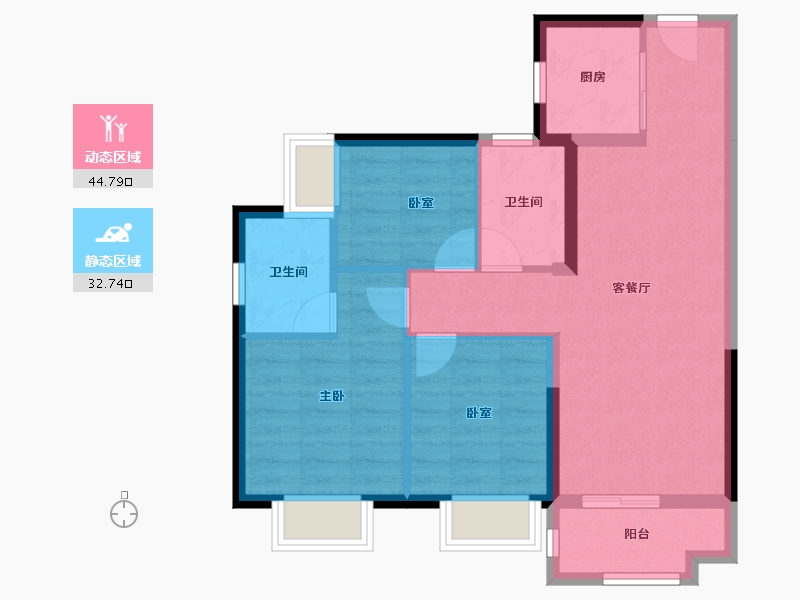 湖南省-长沙市-长沙雅居乐新地住宅-68.94-户型库-动静分区