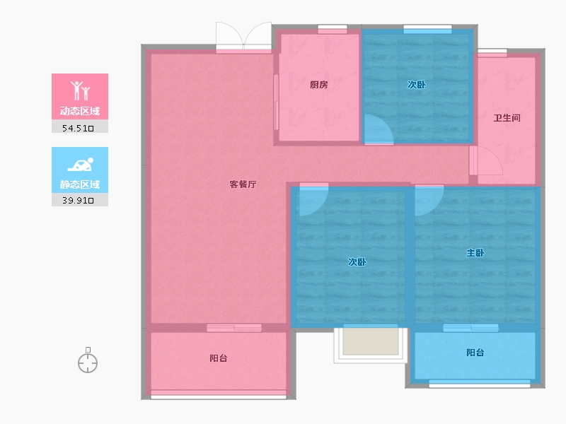 贵州省-黔东南苗族侗族自治州-三穗滨河公馆-84.41-户型库-动静分区