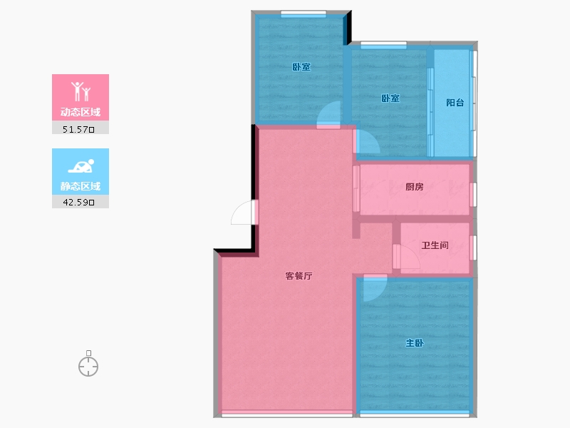 吉林省-吉林市-路弘•阳光华苑-84.90-户型库-动静分区