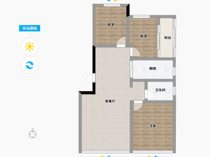 吉林省-吉林市-路弘•阳光华苑-84.90-户型库-采光通风