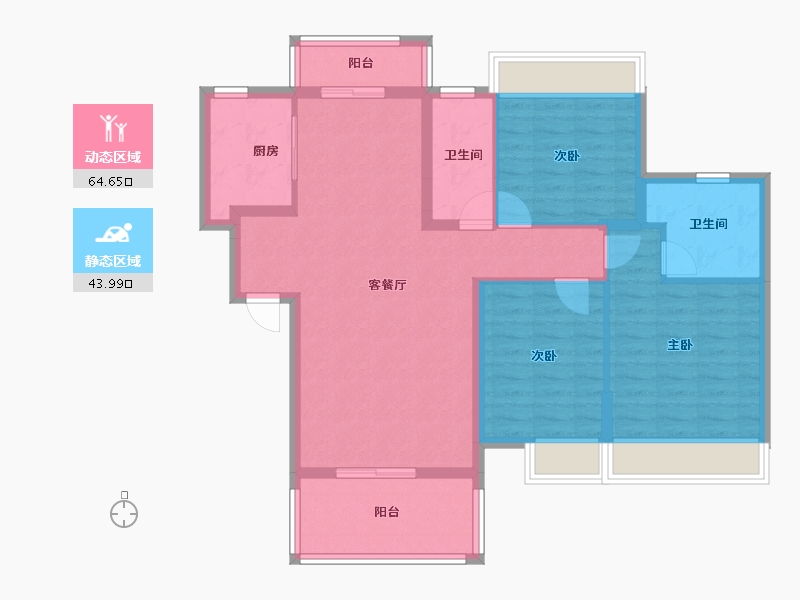 湖南省-衡阳市-胜邦御景东方-97.43-户型库-动静分区