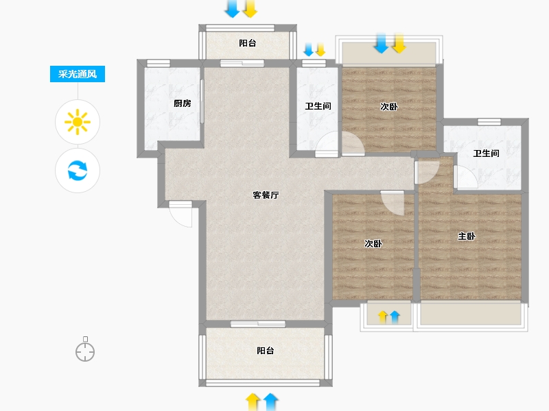 湖南省-衡阳市-胜邦御景东方-97.43-户型库-采光通风