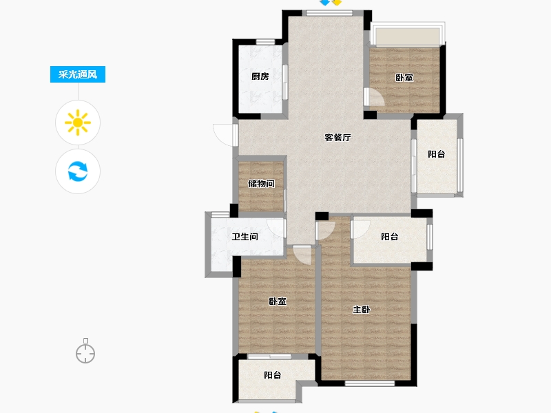 河南省-焦作市-万基·华府-119.88-户型库-采光通风