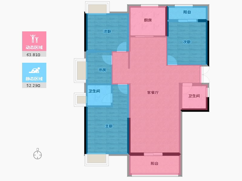 湖北省-黄石市-宏维·华仁北郡-104.35-户型库-动静分区