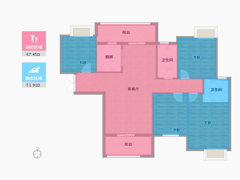 贵州省-黔东南苗族侗族自治州-三穗滨河公馆-108.28-户型库-动静分区