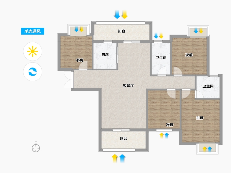 贵州省-黔东南苗族侗族自治州-三穗滨河公馆-108.28-户型库-采光通风