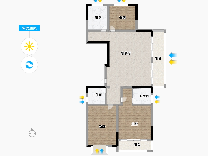 河南省-洛阳市-现代森林国际城-104.34-户型库-采光通风